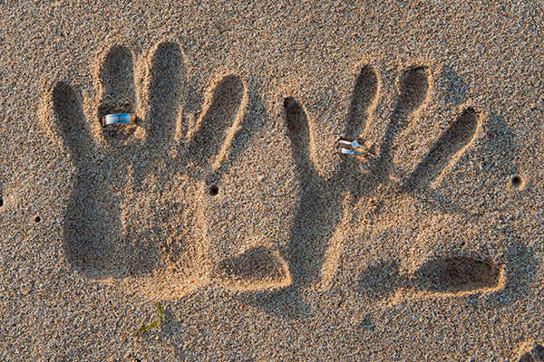 Wedding Rings in the sand at La Dolce Vita Savusavu Fijil